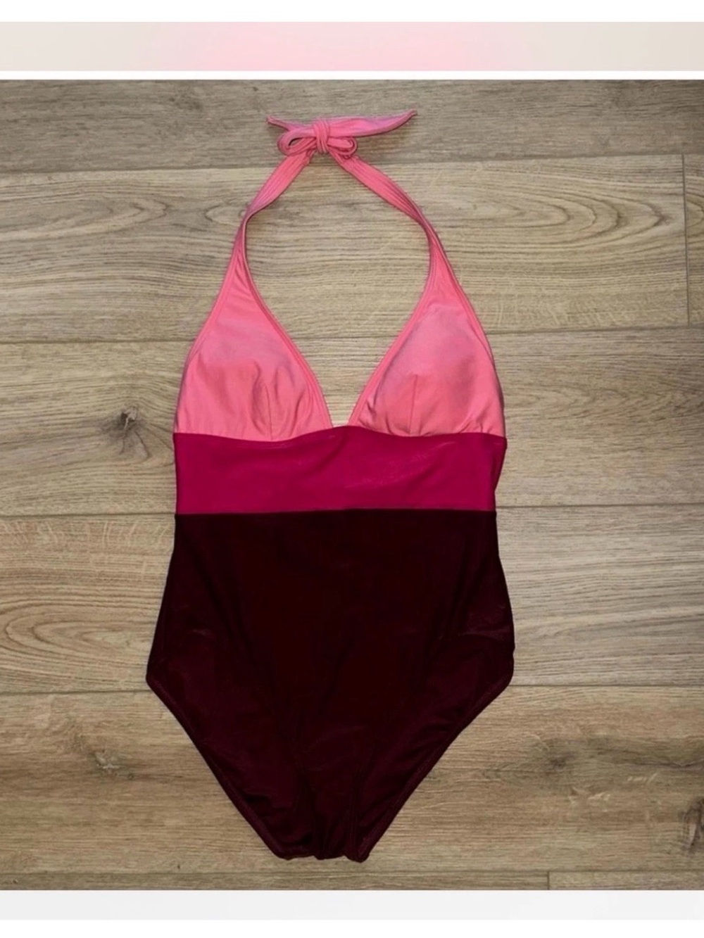 kate spade Pink Colorblock Halter One-Piece Swimsuit
